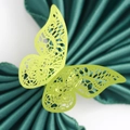 Elegant laser-cut hollow butterfly napkin ring in vibrant yellow-green for banquet decor - Mirror Yellow Green