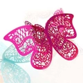 Elegant rose red laser-cut butterfly napkin ring with delicate lace pattern - Reflective Rose Red