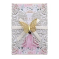 Invitación de boda con rosas cortadas con láser y elegante mariposa dorada decorativa - Plata con Purpurina