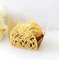 Golden crown-shaped laser cut chocolate wrapper with elegant plum blossom hollow patterns - Gold