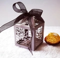 Silver laser-cut music theme gift box with black organza ribbon and musical note patterns - Silver Charcoal