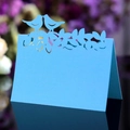 Élégante carte de table bleu ciel découpée au laser avec motif oiseaux de l'amour - Bleu Ciel
