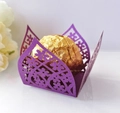 Elegant purple laser cut paper chocolate liner with floral hollow design for party decor - Dark Purple