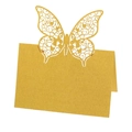 Élégante carte de table papillon dorée découpée au laser avec motif cœur ajouré - Design Papillon / Doré