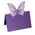 Laser cut butterfly name place cards in glitter purple for wedding table decor - Butterfly Design / Dark Purple