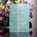 Elegant laser cut wedding invitation in tiffany blue lace design with pearlescent paper - Tiffany Blue