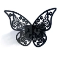 Laser cut black paper napkin ring featuring a delicate butterfly wing hollow design - Black