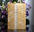 Elegant gold laser-cut lace wedding invitation with pearlescent white inner sheet - Gold