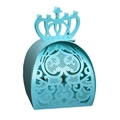 Elegant light blue crown laser-cut gift box with intricate lace patterns for wedding candy - Tiffany Blue