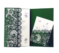 Deep forest green laser cut lace wedding invitation set with floral inner card - Ink Green