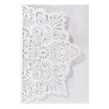 Elegant white laser-cut wedding invitation featuring intricate mandala floral patterns - White