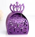 Elegant laser-cut pearlescent purple crown candy box with hollow floral patterns - Dark Purple
