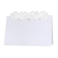 White laser cut place cards with elegant pearl finish and delicate rose pattern - White