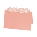 Pink laser-cut rose hollow place card with shimmer finish for elegant table settings - Pink