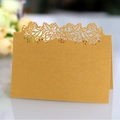 Elegant gold laser-cut rose place card made of premium pearlescent paper for weddings - Gold