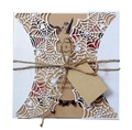 Lasergeschnittene Spinnennetz-Karte in Weiß mit Vintage-Einladung aus Kraftpapier-Einleger - Hohles Spinnennetz (Weiß + Hanfseil)
