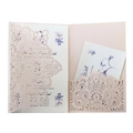 Pink laser-cut lace wedding invitation with floral insert and pearl paper finish - Nude Pink