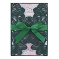 Elegant emerald green laser-cut wedding invitation with satin bow and floral insert - Dark Green