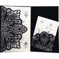Elegant black laser-cut wedding invitation with intricate mandala lace design and white insert - Black