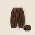 Donkerbruine gewatteerde kinderbroek met elastische tailleband en dikke warme voering - Bruin / 80