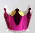 Metallic rose red crown cupcake wrappers for chocolate truffles and party desserts - 5cm / Reflective Rose Red