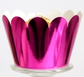 Involucro per cupcake rosa viola metallizzato con bordi ondulati per decorazione di dolci - 5*5*8CM / Rosso Rosa Riflettente