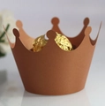 Coffee brown crown laser-cut cupcake wrapper with shimmering pearlescent finish - 5cm / Antique Bronze