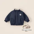 Navy blue boys fleece jacket with warm inner lining and vintage patch detail - 80 / Navy Blue