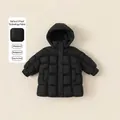 Kids black hooded down jacket with quilted pattern and waterproof protective fabric - 90cm / Black
