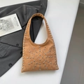 Vintage camel suede shoulder bag with geometric silver rivet patterns and hobo style - Brown
