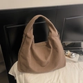 Große braune Cord-Einkaufstasche mit breitem Gurt für den Alltag und zum Pendeln - Khaki