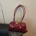 Bolso sobaco Maillard rojo oscuro vintage en cuero aceitado con detalles dorados de bola - 28*6*14cm / Rojo Vino Sin Colgante