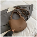 Dark brown pebble leather bucket bag with top handle and adjustable shoulder strap - Coffee without Pendant