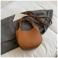Brown lychee texture leather bucket bag with top handles and CIAO & SHE lettering - Brown No Pendant