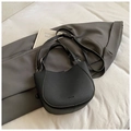 Black litchi grain leather bucket bag with top handle and adjustable shoulder strap - Black without Pendant