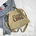 Khaki Canvas Tragetasche mit LOGG Buchstaben und verstellbarem Schultergurt - Khaki