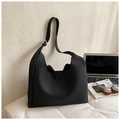 Bolso hobo grande de cuero negro con patrón de lichi para uso diario y estilo de oficina - Negro
