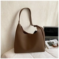 Bolso hobo minimalista marrón en cuero texturizado para el viaje diario al trabajo - Marrón