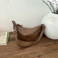Sac bandoulière vintage marron en similicuir avec bandoulière réglable pour femme - Brun Sans Pendentif