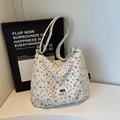 Sac hobo en velours côtelé blanc cassé avec motif papillon rétro et bandoulière - Sans Ornement / Blanc Cassé
