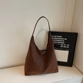 Borsa hobo in pelle scamosciata maculata marrone con grande capacità per il lavoro - Marrone