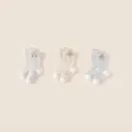 Tres pares de calcetines a rayas para niños con bordado de oso en tonos pastel - M 12-14cm / Oso Árbol Azul