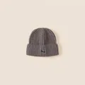 Gorro de punto gris oscuro para niños con parche hi verde y protección para las orejas - Talla Única(50-54cm) / gris oscuro