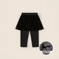Leggings thermiques noirs pour filles avec jupe à imprimé étoiles pour l'hiver - 80 / Noir