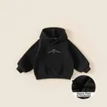 Felpa con cappuccio nera per bambino con fodera in pile termico e stampa bianca - 80 / Nero