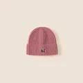 Pink knit winter beanie for kids featuring a stylish hi letter patch and warm ear protection - One Size (Circumference 50-54cm) / Pink