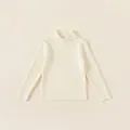 Girl's beige high-neck ribbed knit long-sleeve sweater for autumn and winter outfits - 80 / Top (DY23182) / Off White