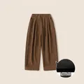 Pantaloni a gamba larga in velluto a coste marrone scuro per bambini con fodera in pile - 110 / Marrone