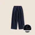 Pantaloni larghi in velluto a coste blu scuro per bambini con calda fodera in pile - 110 / Blu Notte