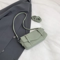Chic light green rectangle crossbody bag with pebbled leather and silver hardware - Green